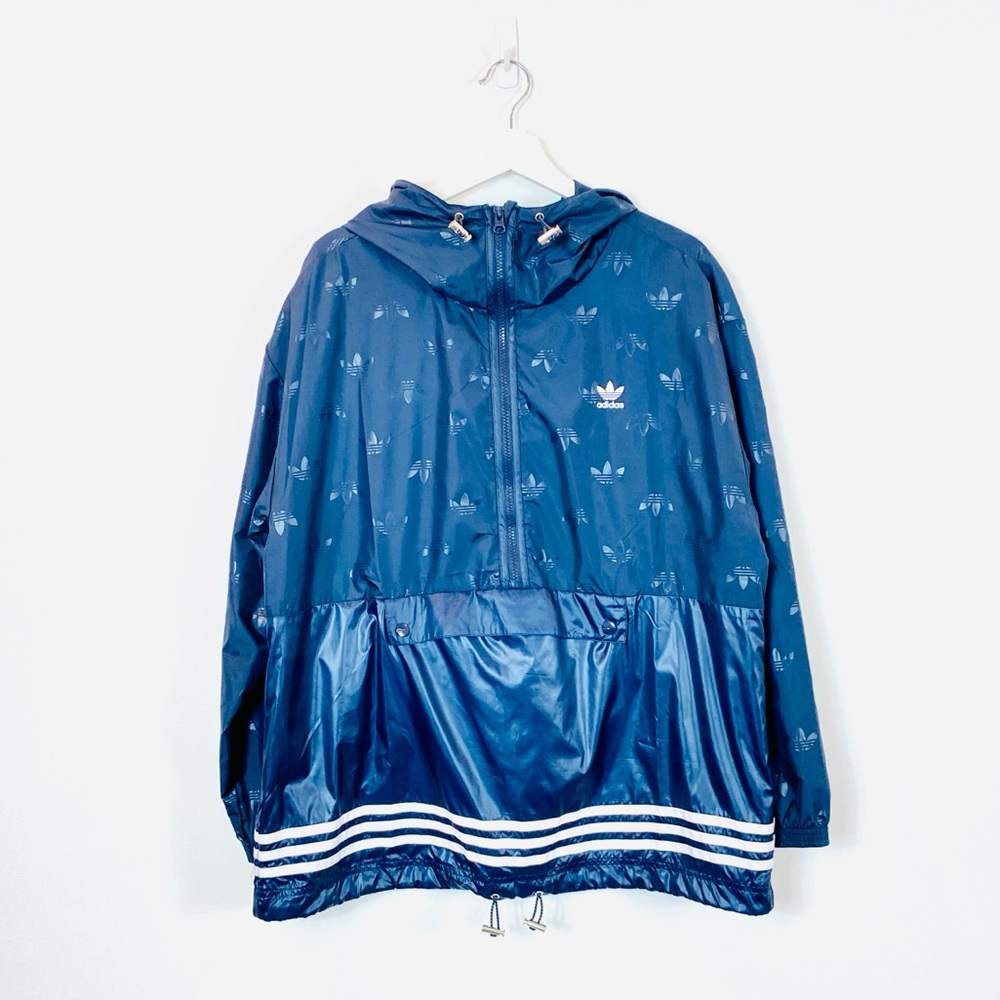 Adidas Blue Half Zip Wind Breaker Jacket
